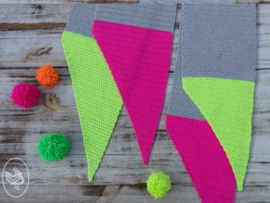 Neon Dipped Scarf & Hat Crochet Durable Cosy Fine