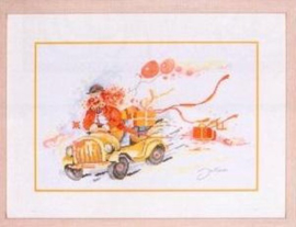 Clown in Auto | Aida Borduurpakket | 15613 | Lanarte