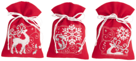 Deers and Snowflakes set of 3 Vervaco Bag kit