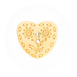 15mm Flower Heart Wooden Button
