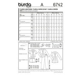 6742 Burda Naaipatroon | Pyjama in variaties en nachthemd