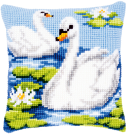 Swans Canvas Cushion Vervaco
