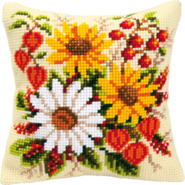 Floral Delight Canvas Cushion Vervaco