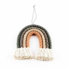 Macramé regenboog hanger 15 cm | Blauw/groen