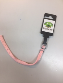 Halsband dubbel nylon met gesp Roze