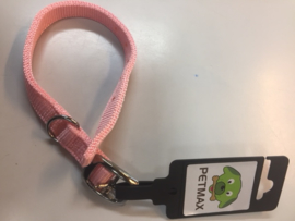 Halsband dubbel nylon met gesp Roze