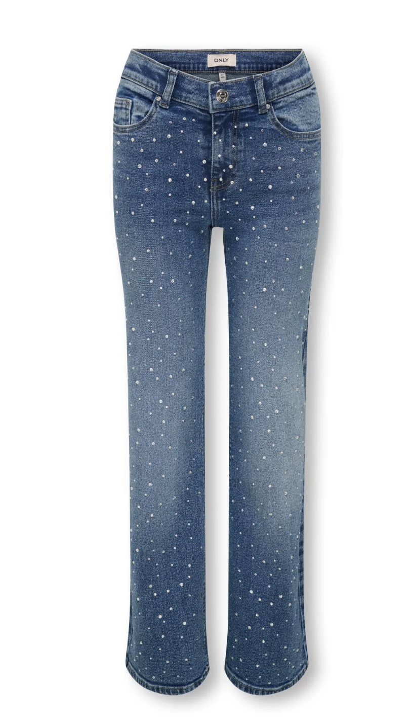 ONLY KOGJUICY RHS WIDE LEG DNM CRO557 NOOS Style No. 15356024 Color: Medium Blue Denim RHINESTONES