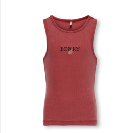 ONLY KOGJILLY EMB WASHED TANK TOP JRS Style No. 15373005 Colour: Barbados Cherry Strawberry/EMB