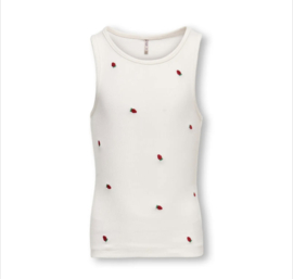 ONLY KOGJILLY EMB WASHED TANK TOP JRS Style No. 15373005 Colour: Cloud Dancer Berry AOP/EMB