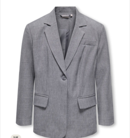 ONLY KOGLINDA LS BOYFR TEXT MEL BLAZER TLR Style No. 15379429 Colour: Medium Grey Melange Fiji Flower Text / BACK
