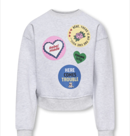 ONLY KOGHIMA L/S O-NECK PRINT SWT Style No. 15385204 Colour: Light Grey Melange Crew Rebel