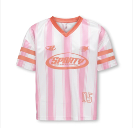 Only KOGLULA S/S V-NECK SPORTY TOP CS JRS 15379283 BRIGHT WHITE/ BEGONIA STYLE NM 15379283