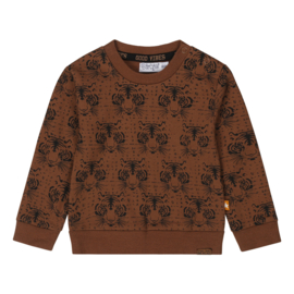 Dirkje sweater caramel brown print ao