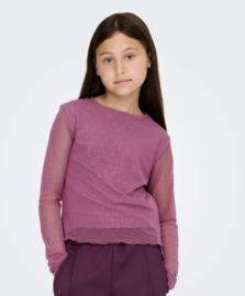 ONLY KOGJADA LIFE L/S RHINESTONE MESH TOP JRS Style No. 15361699 Colour: Rose Wine DTM Rhinestones