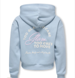 ONLY KOGTIENNA LS PRINTED HOOD SWT Dusty Blue_Glam