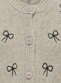 ONLY KOGCODY L/S O-NECK BOW CARDIGAN KNT Style No. 15359978 Color: Pumice Stone Melange Detail Bows/Black