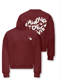 ONLY KOGTAMMIE LIFE L/S PRINT O-NECK SWT Style No. 15361482 Colour: Cabernet Amour/Cloud Dancer