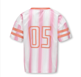 Only KOGLULA S/S V-NECK SPORTY TOP CS JRS 15379283 BRIGHT WHITE/ BEGONIA STYLE NM 15379283