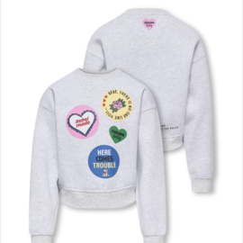 ONLY KOGHIMA L/S O-NECK PRINT SWT Style No. 15385204 Colour: Light Grey Melange Crew Rebel