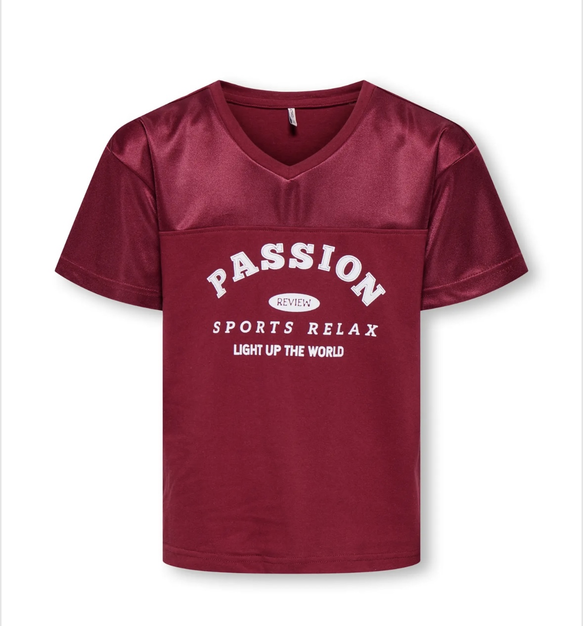 ONLY KOGLULUP S/S V-NECK SPORTY TOP JRS Style No. 15356854 Color: Cabernet Passion