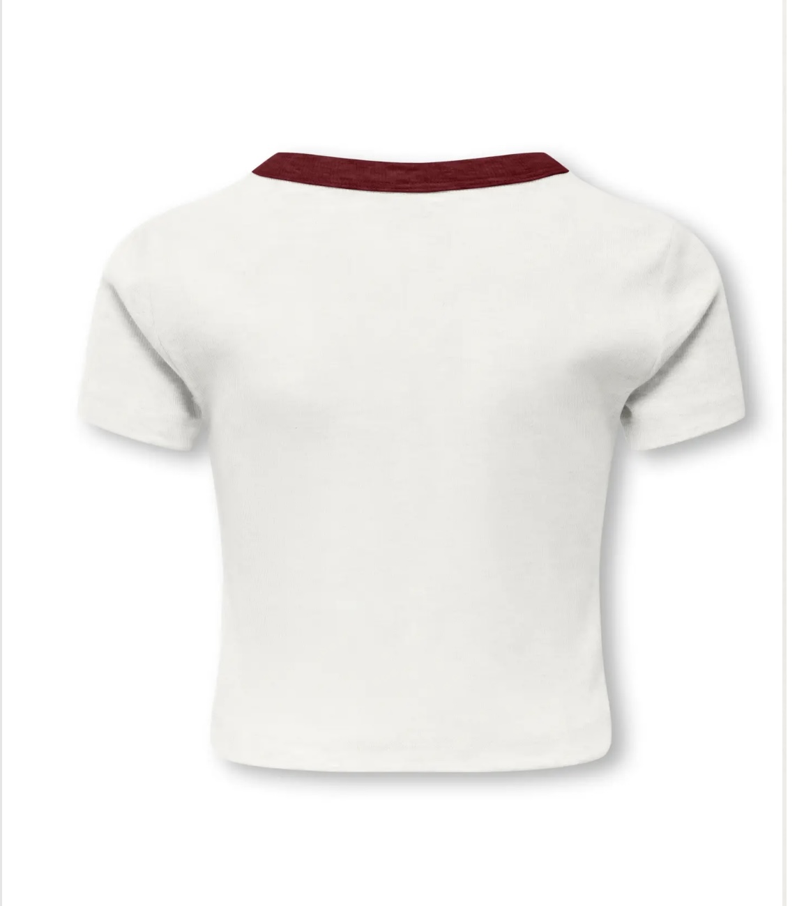 ONLY KOGVASITY LIFE S/S TIGHT PRINTED TOP JRS Style No. 15364491 Color: Cloud Dancer Muse/Cabernet