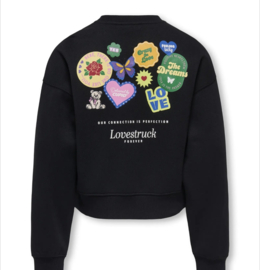 ONLY KOGHIMA L/S O-NECK PRINT SWT Style No. 15385204  Colour: Black Crew Tired