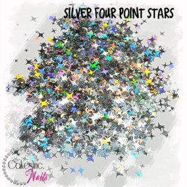 Glitter.Cakey - Silver Four Point Stars