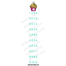 CakesInc.Nails - Mint Old English (Numbres) 'NAIL DECALS