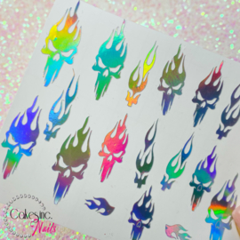 Queen of Decals - Skull Flame 'HOLOGRAPHIC STICKER SHEET'