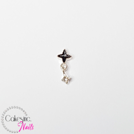 Glitter.Cakey - Silver Black Star Charm