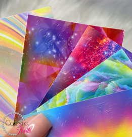 Glitter.Cakey - Ombré Mixed Flames Sticker Sheet '6 PIECES SET'