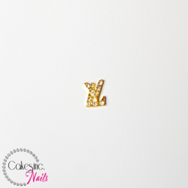 Glitter.Cakey - Gold V L  Clear Crystals Charm