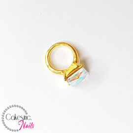 Glitter.Cakey - Gold AB Ring Square Charm