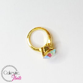 Glitter.Cakey - Gold AB Ring Round Charm