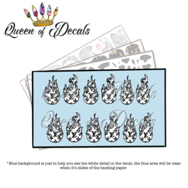Queen of Decals - White & Black Flame V L 'NEW RELEASE'