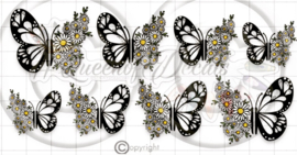 Queen of Decals - Negative Space Butterfly Wings & Daisies 'NEW RELEASE'