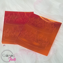 Glitter.Cakey - Fire Orange Flames Sticker Sheets