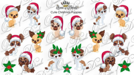 Queen of Decals -  Cute Christmas Puppies