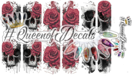 Queen of Decals - Watercolour Splashy Skulls & Roses