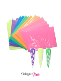 Glitter.Cakey - Neon Flames Mixed Sticker Sheet '8pcs'
