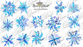 Queen of Decals - Aqua Snowflakes
