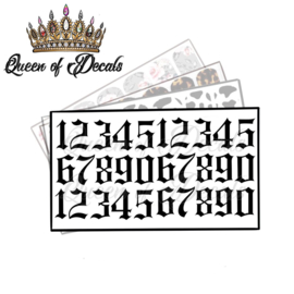 Queen of Decals - Black Ghothic Numbers 'NEW RELEASE'