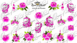 Queen of Decals - Unicorn & Pink Flowers