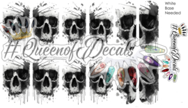 Queen of Decals - Watercolour Splashy Skulls (full cover)