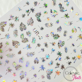 Glitter.Cakey - Silver Holo Palm Trees & Leaves 'Sticker Sheet'