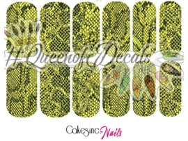 Queen of Decals -  Bright Yellow Snake Print 'NEW RELEASE'