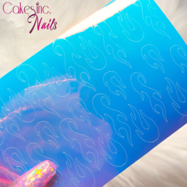 Queen of Decals - Holographic Ghost Flames 'Pink Opal' Sticker Sheet