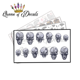Queen of Decals - Grey Textured Skulls 'NEW RELEASE'