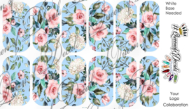 Queen of Decals - Pastel Blue & Pink Floral (full cover)