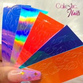 Queen of Decals - Holographic Ghost Flames '5 MIXED' Sticker Sheets